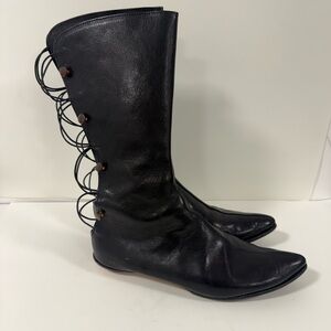 Elegant Black Lace-Up Women's Boots